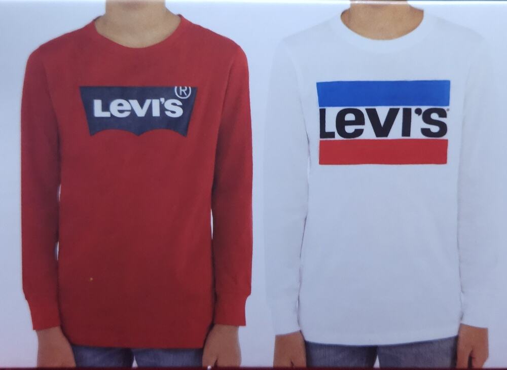 2 Levi's Boys Crew Neck Long Sleeve Tee Shirts Multicolor Size L 14/16
